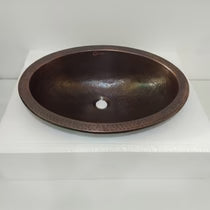 Oval Copper Sink Dark Antique 20 x 15.50 x 6 inch - Blissful Bathing Solutions