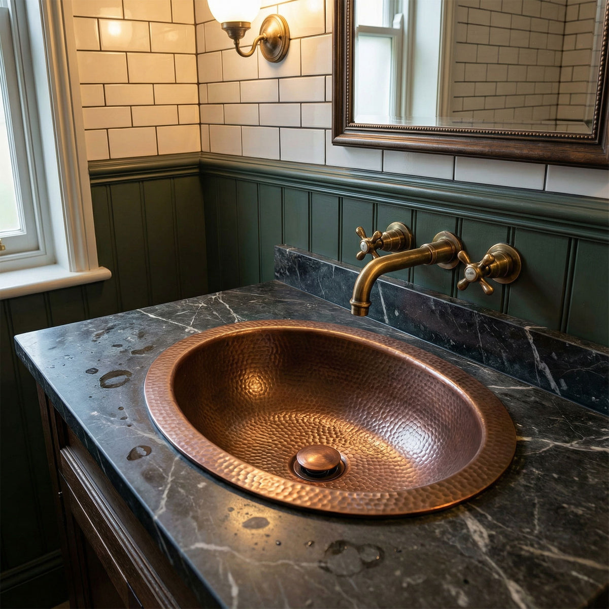 Oval Copper Sink Dark Antique - Blissful Bathing Solutions