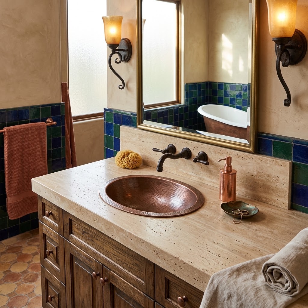 Oval Copper Sink Medium Antique 20 x 15.50 x 6 inch - Blissful Bathing Solutions