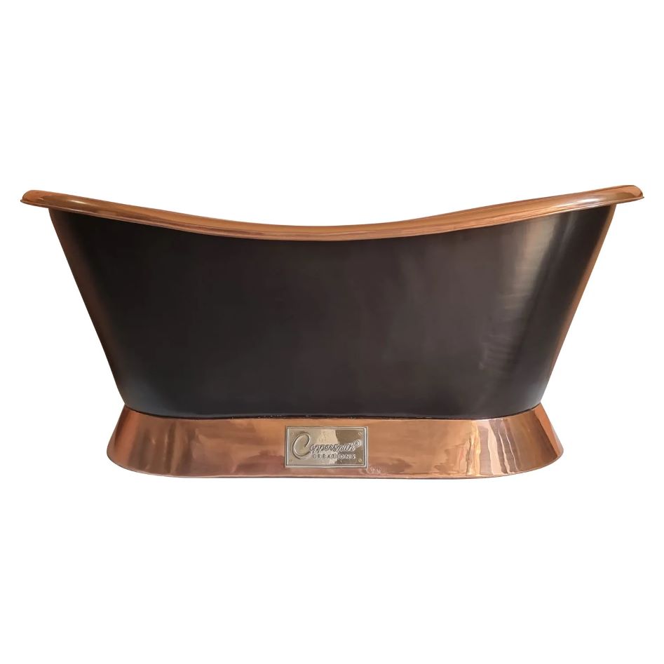 Coppersmith Creations Slanting Base Copper Bathtub Copper Inside & Base Black Outside
