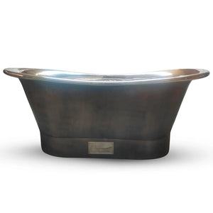 Coppersmith Creations Straight Base Copper Bathtub Nickel Interior Finish & Patinated Lead Finish Exterior