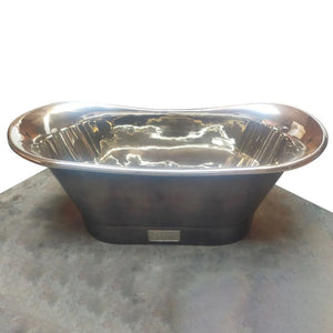 Coppersmith Creations Straight Base Copper Bathtub Nickel Interior Finish & Patinated Lead Finish Exterior