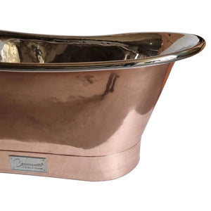Coppersmith Creations Straight Base Copper Bathtub Nickel Inside 1700x690x710mm